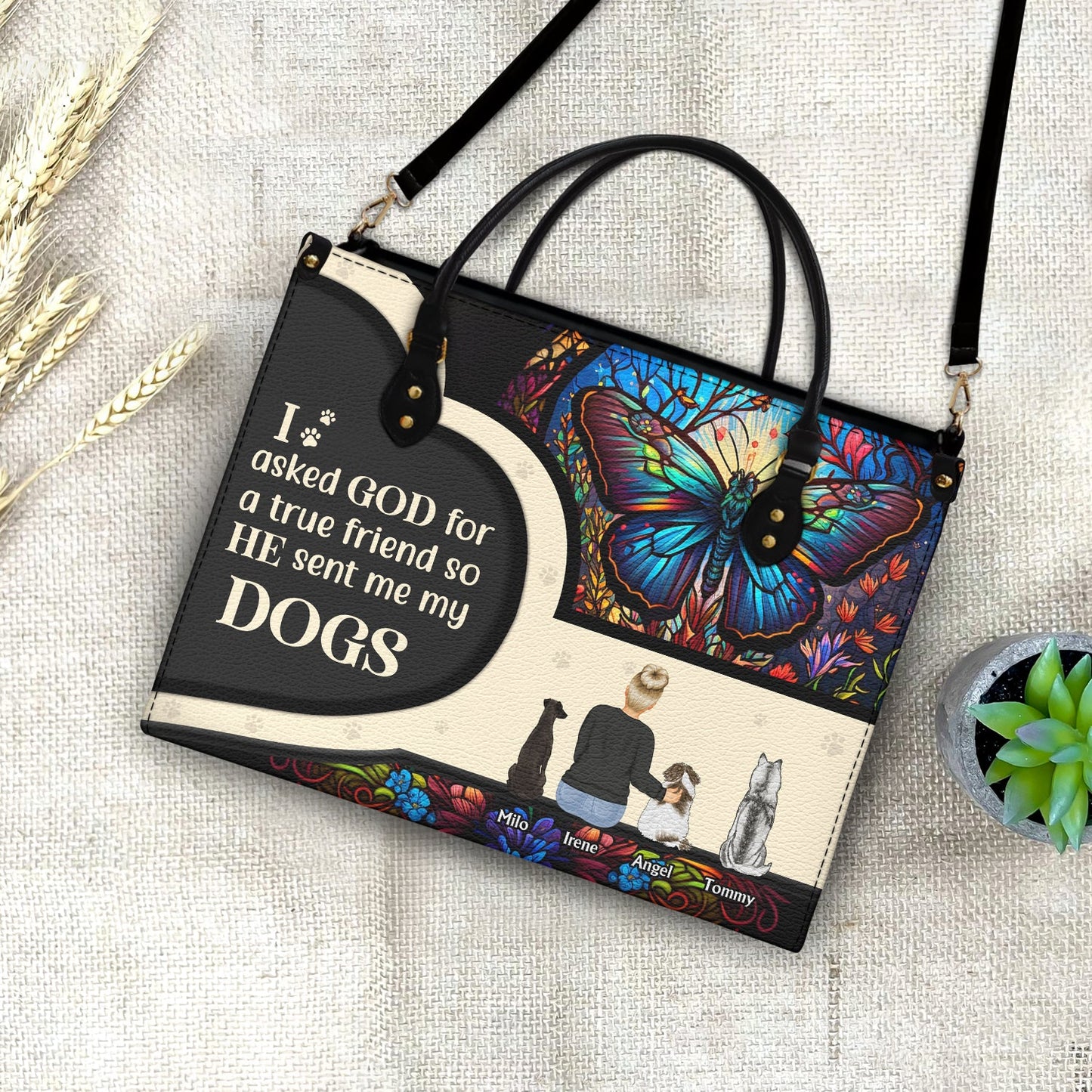 Personalized Leather Bag for Dog Moms - 'True Friend' Pet Quote