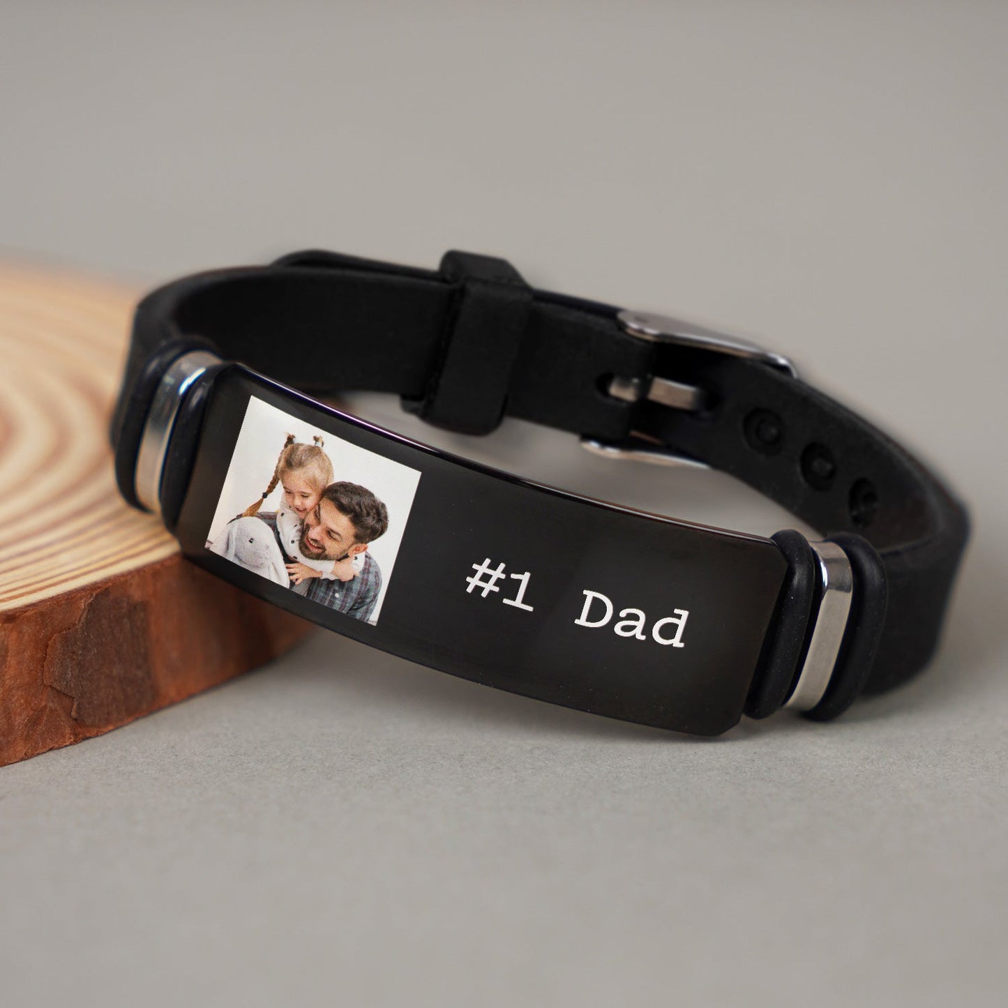 Custom Photo I Love You Daddy - Gift For Father - Personalized Engraved Bracelet