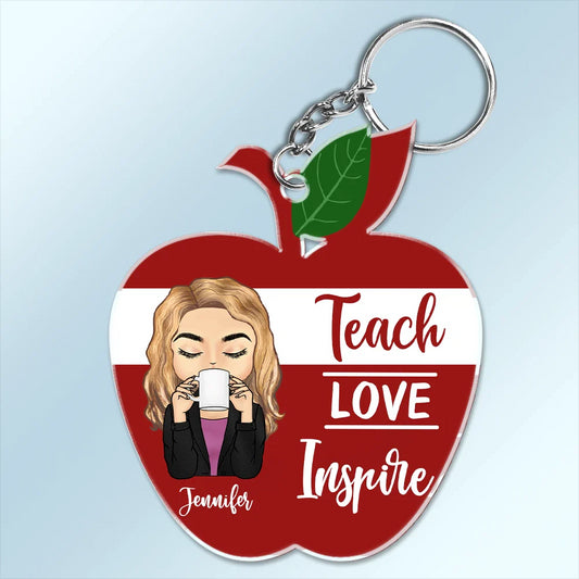 Personalized 'Teach Love Inspire' Keychain for Teachers - Back to School Gift