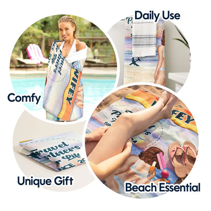 Personalized 'Travel Partners For Life' Beach Towel Set for Hubby & Wifey