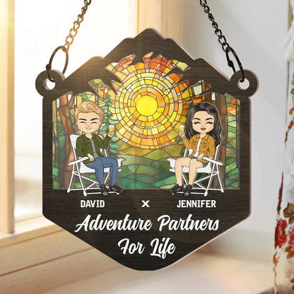 Adventure Partners For Life - Personalized Window Hanging Suncatcher Ornament