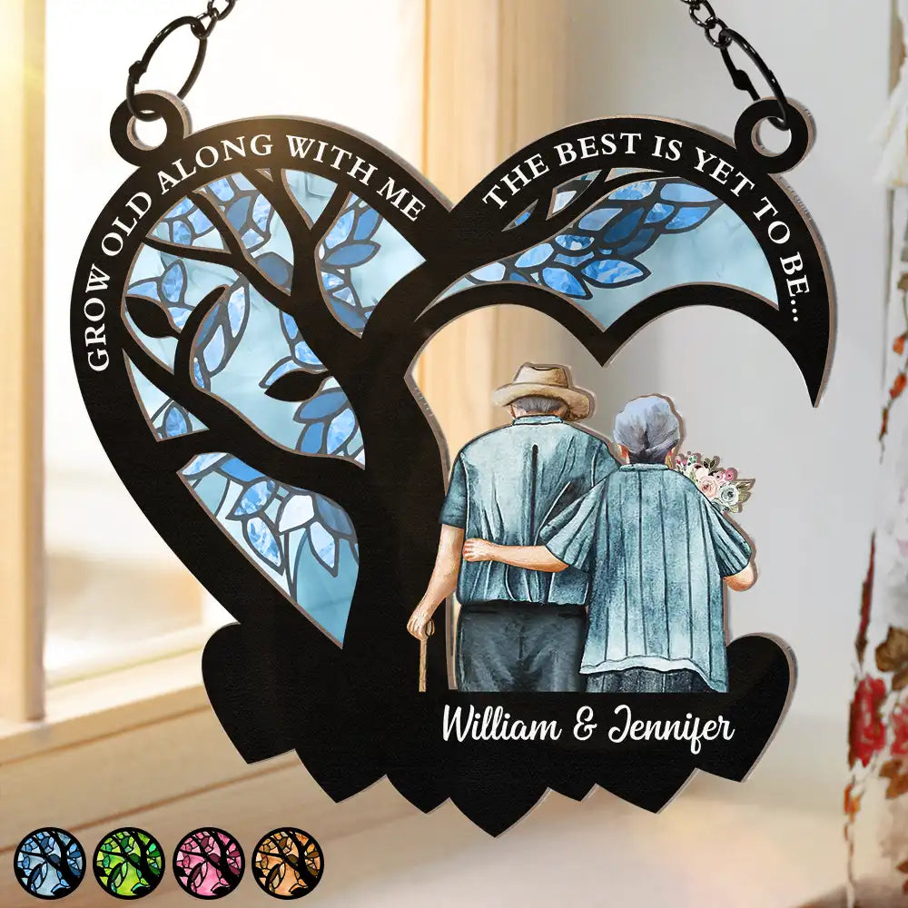 Gift For Couples - Grow Old Along With Me - Personalized Window Hanging Suncatcher Ornament