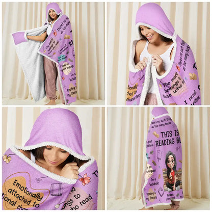 Top Market,Reading,Gift For Yourself,Gift For Women,Happy - This Is My Reading Blanket Birth Month Flower - Personalized Wearable Hooded Blanket