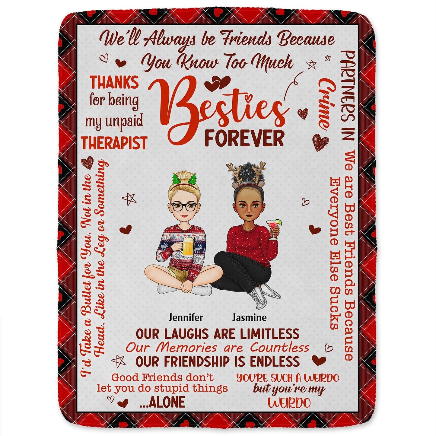 Besties Forever Holiday Blanket – A Cozy Tribute to Friendship & Festivities