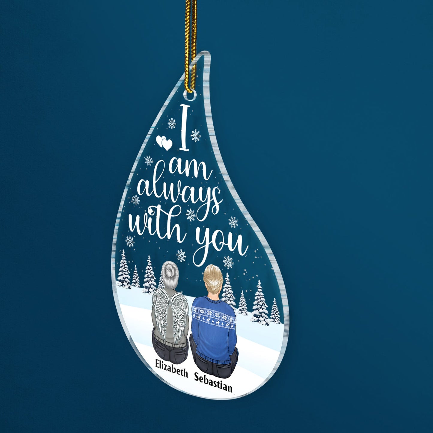 I Am Always With You Teardrop Shape - Christmas, Memorial Gift For Family - Personalized Custom Shaped Acrylic Ornament