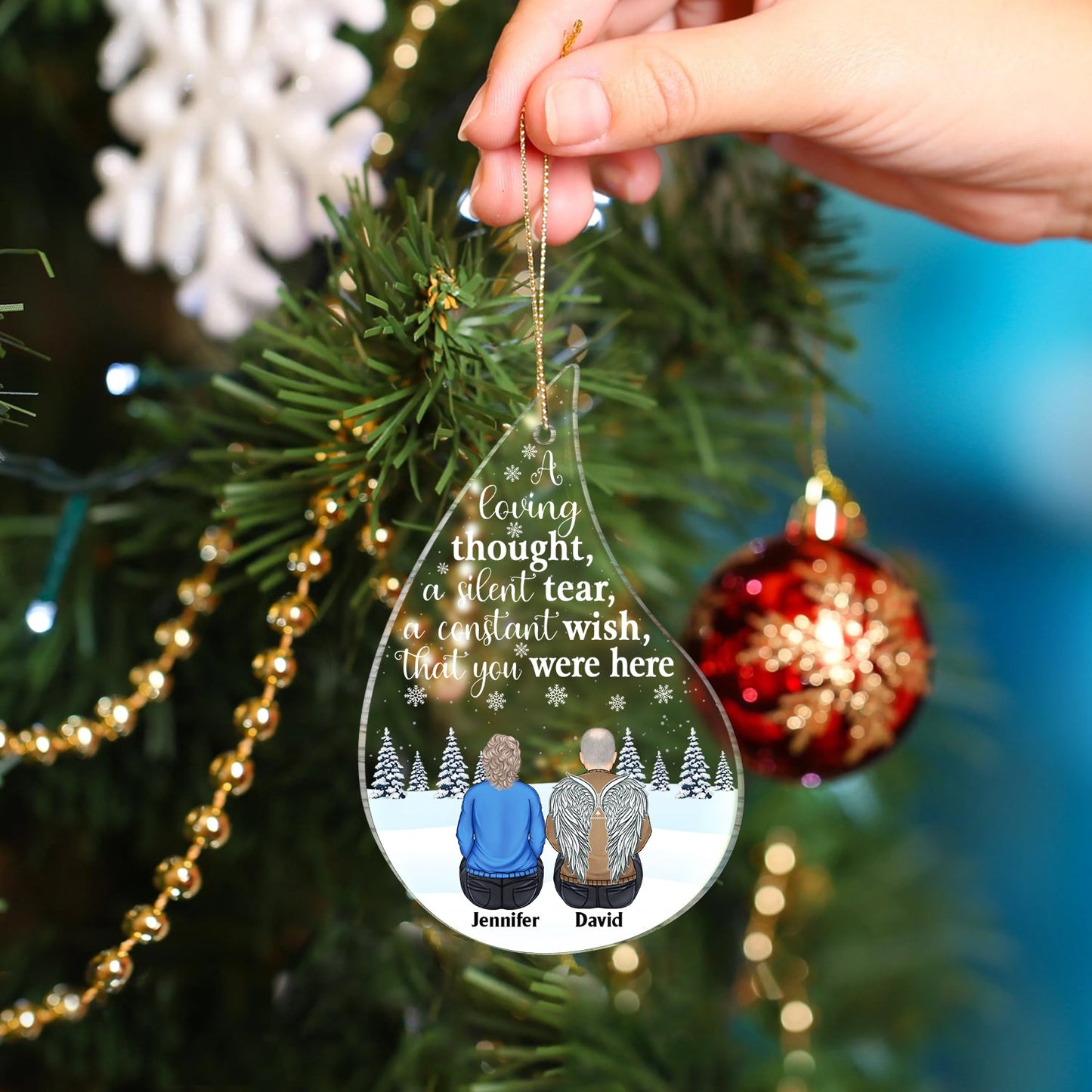 I Am Always With You Teardrop Shape - Christmas, Memorial Gift For Family - Personalized Custom Shaped Acrylic Ornament