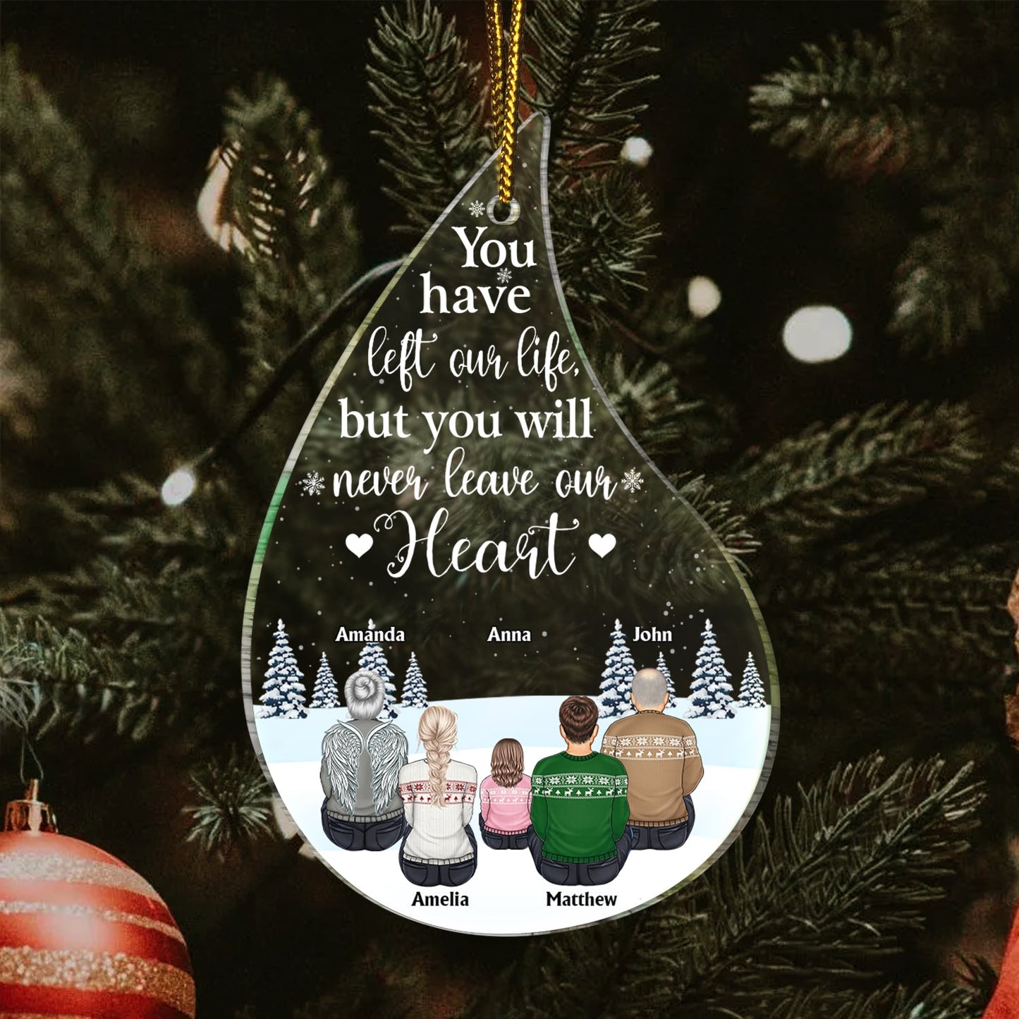 I Am Always With You Teardrop Shape - Christmas, Memorial Gift For Family With Kids - Personalized Custom Shaped Acrylic Ornament