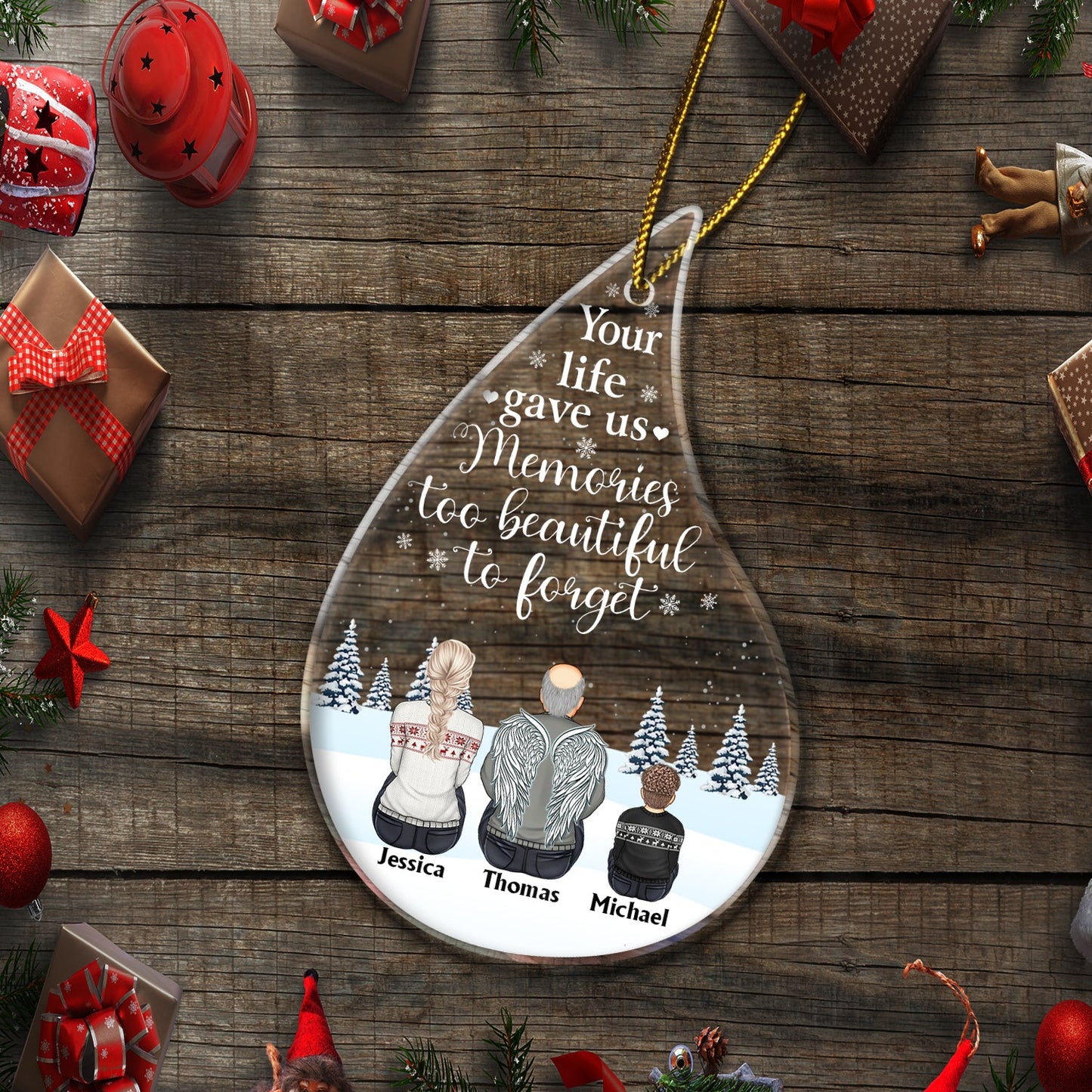 I Am Always With You Teardrop Shape - Christmas, Memorial Gift For Family With Kids - Personalized Custom Shaped Acrylic Ornament