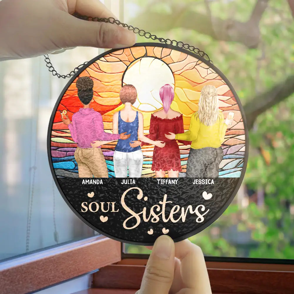 Life Is Better With Besties Forever - Personalized Stained Glass Window Hanging Suncatcher