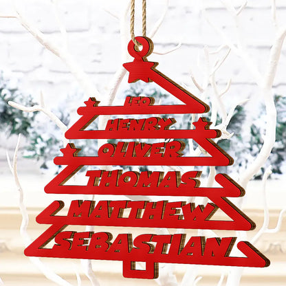 Christmas Tree Family Bestie Custom Names Version 2 - Personalized Wooden Cutout Ornament