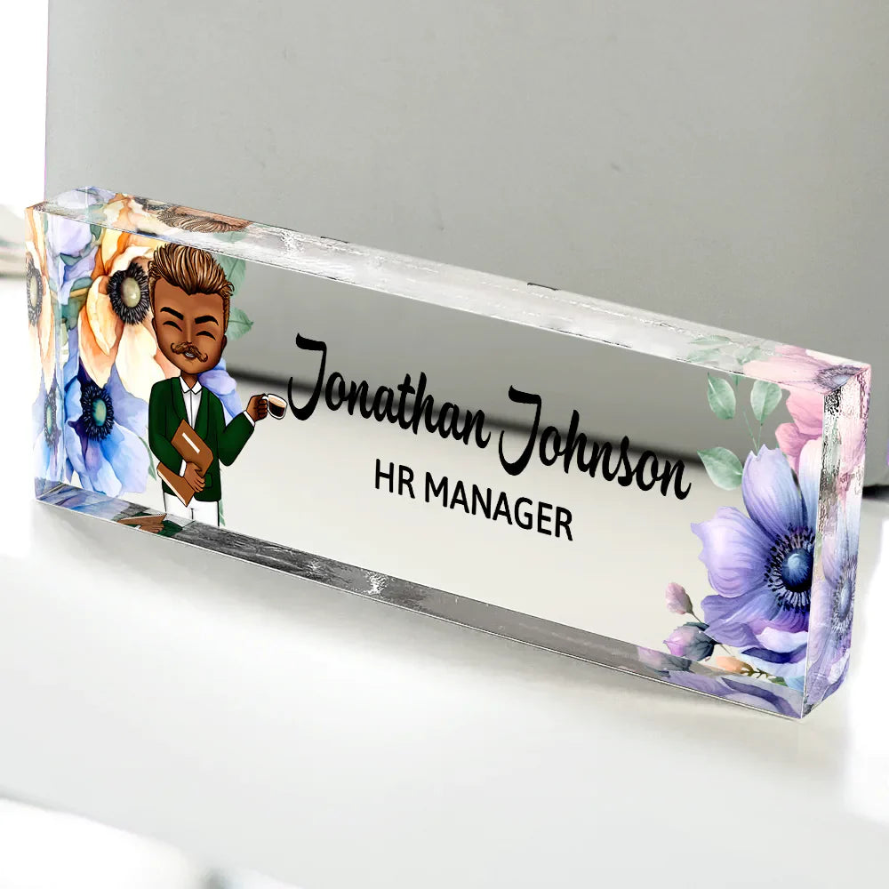 Plaque material and size view - Personalized Desk Name Plate