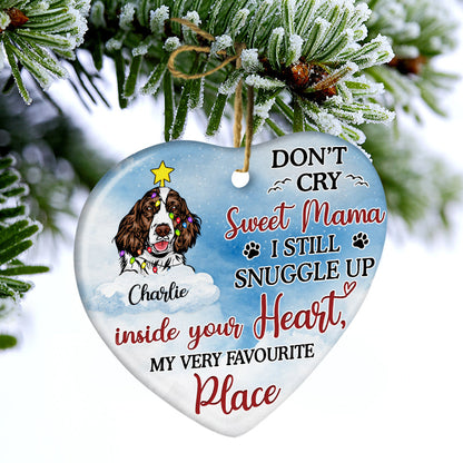 Don't Cry Sweet Mama Pet Loss - Memorial Gift - Personalized Custom Heart Ceramic Ornament