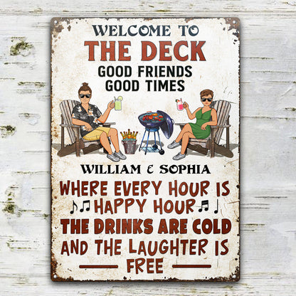 Custom Patio Happy Hour Metal Sign personalization view for Couples