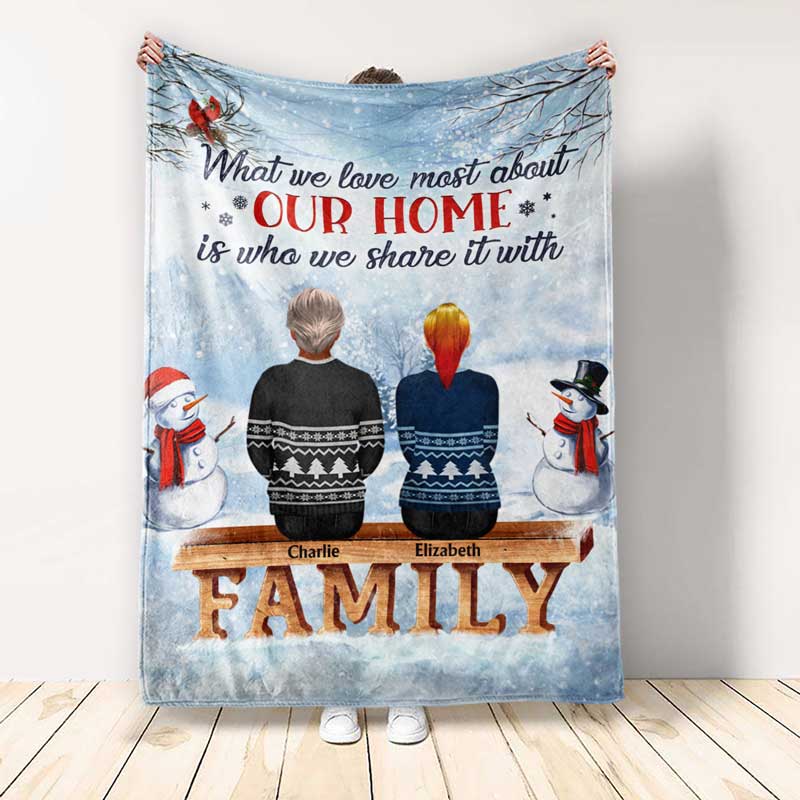 Family Where Life Begins And Love Never Ends - Personalized Custom Christmas Keepsake Blanket
