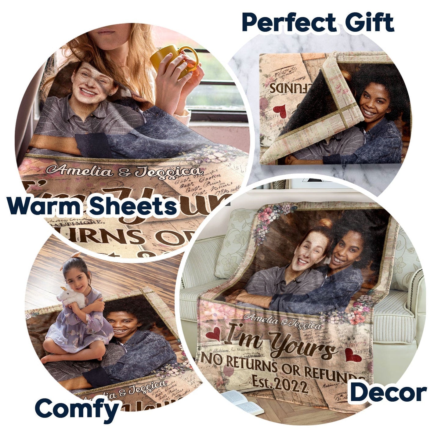 “Together Since” - Personalized Customized couple photo blanket