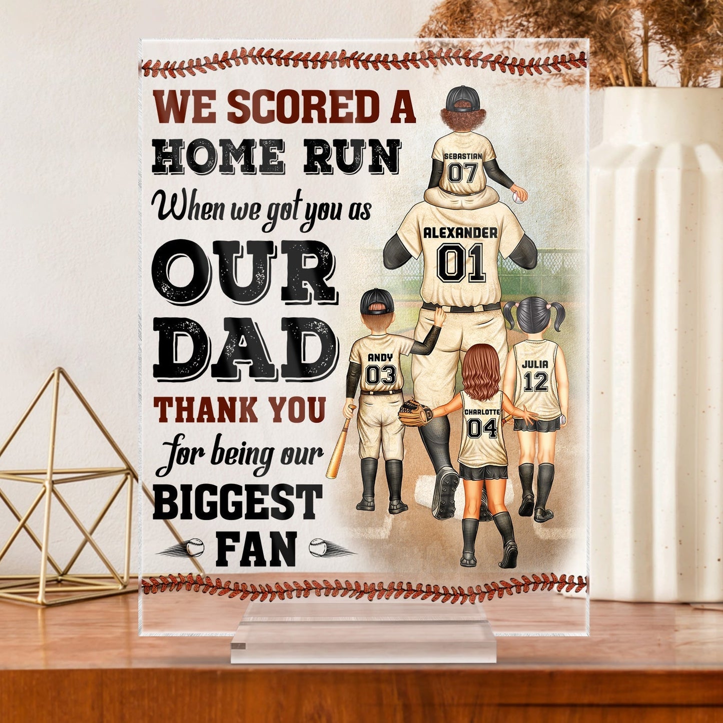Personalized I Scored A Home Run Acrylic Plaque - Birthday Gift for Baseball Fan Dad