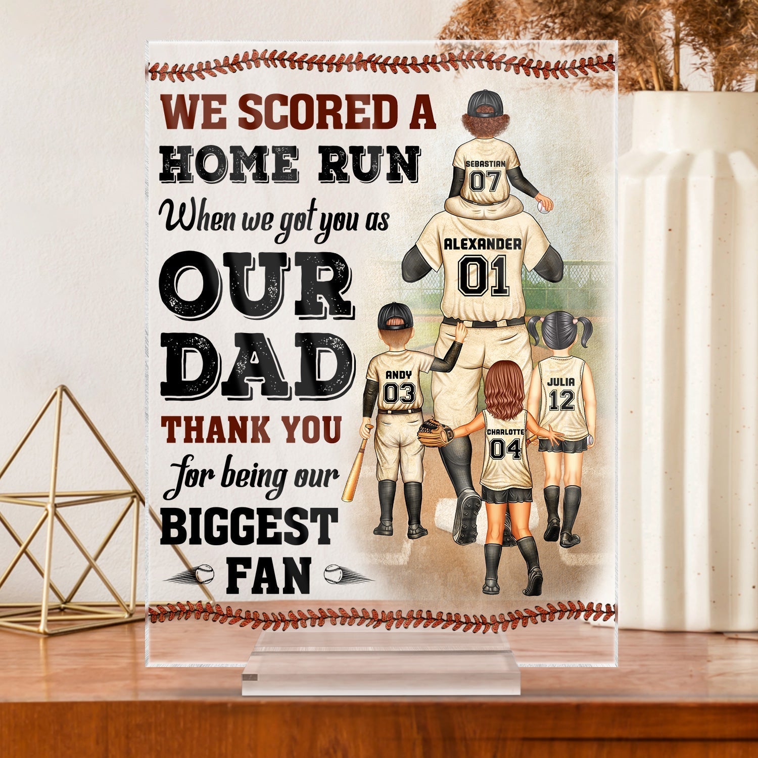 Personalized I Scored A Home Run Acrylic Plaque - Birthday Gift for Baseball Fan Dad