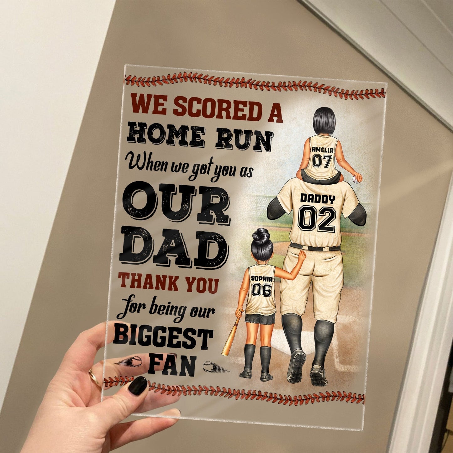 Personalized I Scored A Home Run Acrylic Plaque - Birthday Gift for Baseball Fan Dad