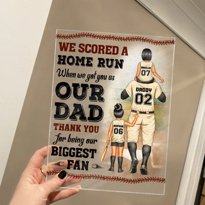 Personalized I Scored A Home Run Acrylic Plaque - Birthday Gift for Baseball Fan Dad