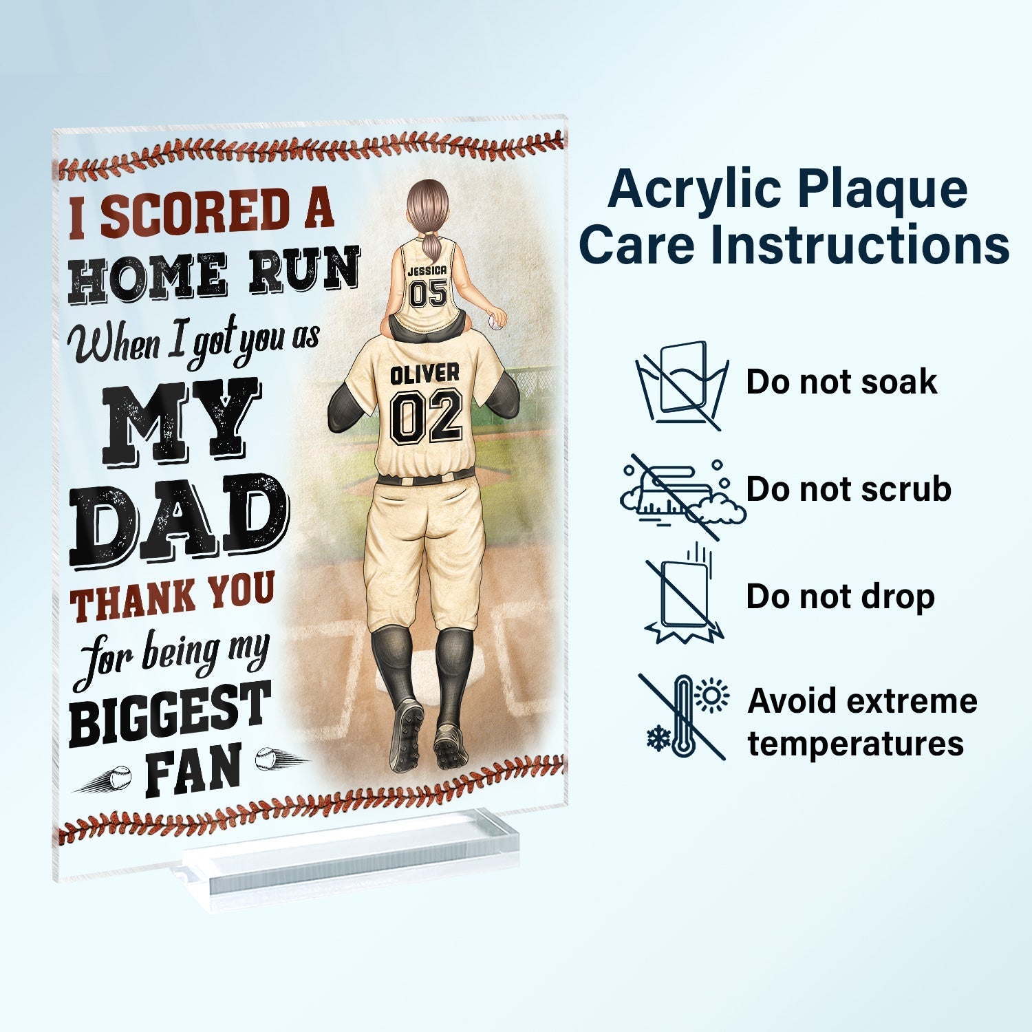 Personalized I Scored A Home Run Acrylic Plaque - Birthday Gift for Baseball Fan Dad