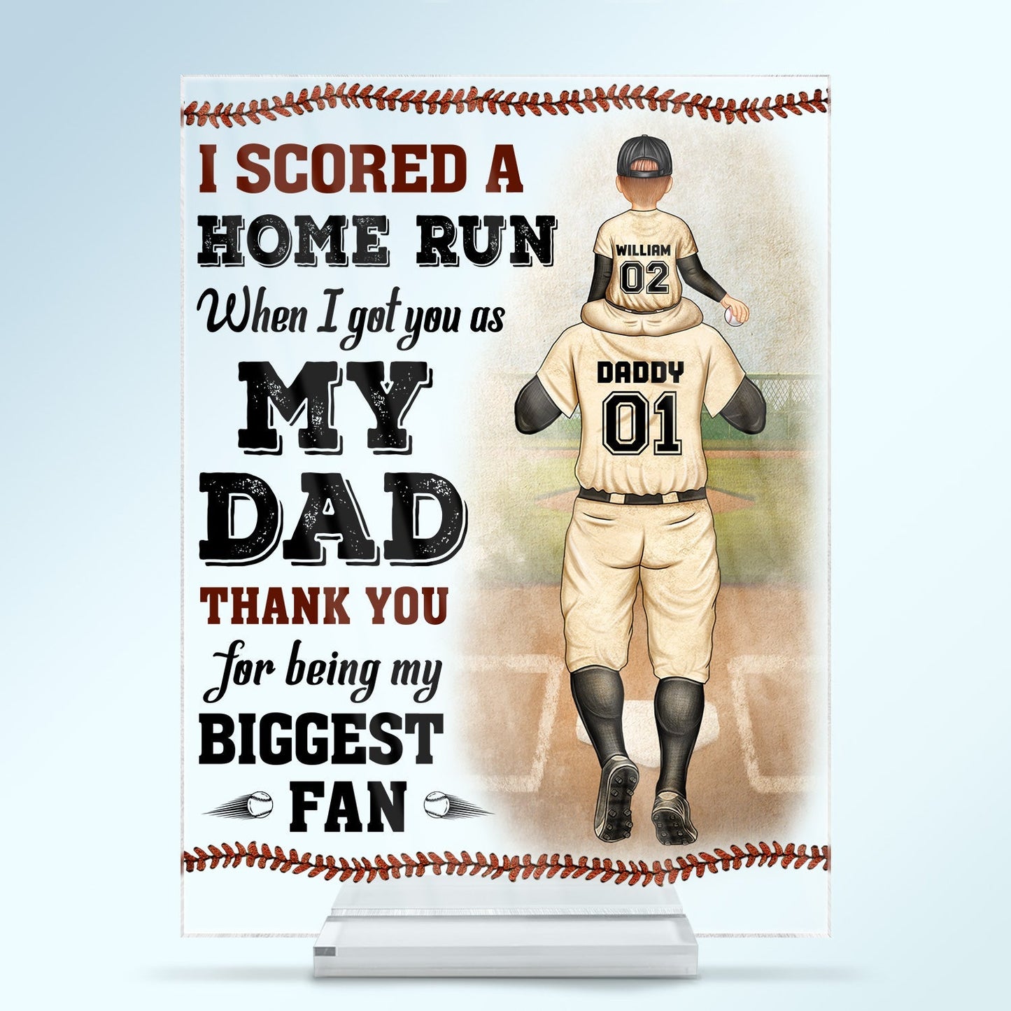 Personalized I Scored A Home Run Acrylic Plaque - Birthday Gift for Baseball Fan Dad