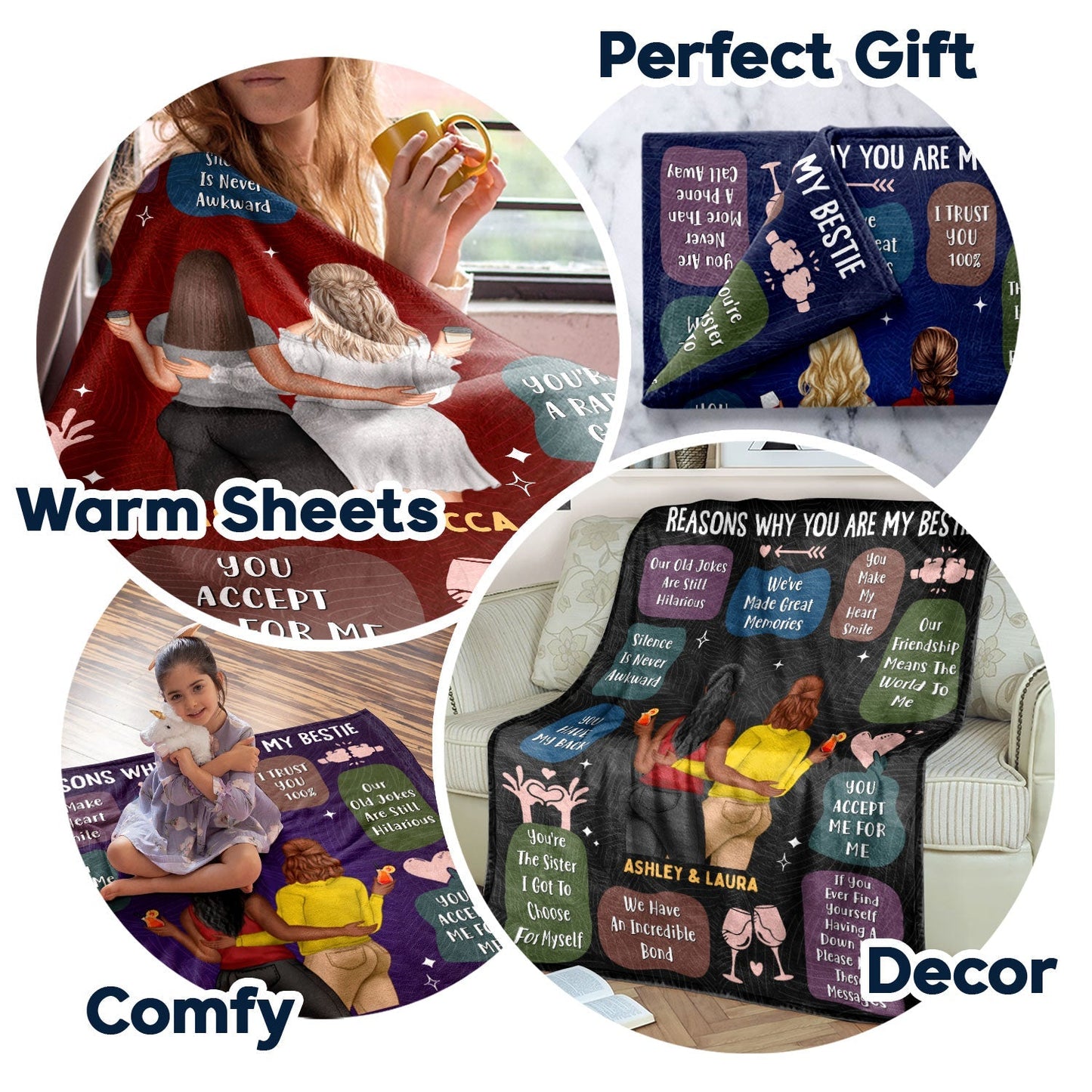 Reasons Why You Are My Bestie -  Personalized Blanket - Holiday, Birthday, Loving Gift For Friends, Colleagues