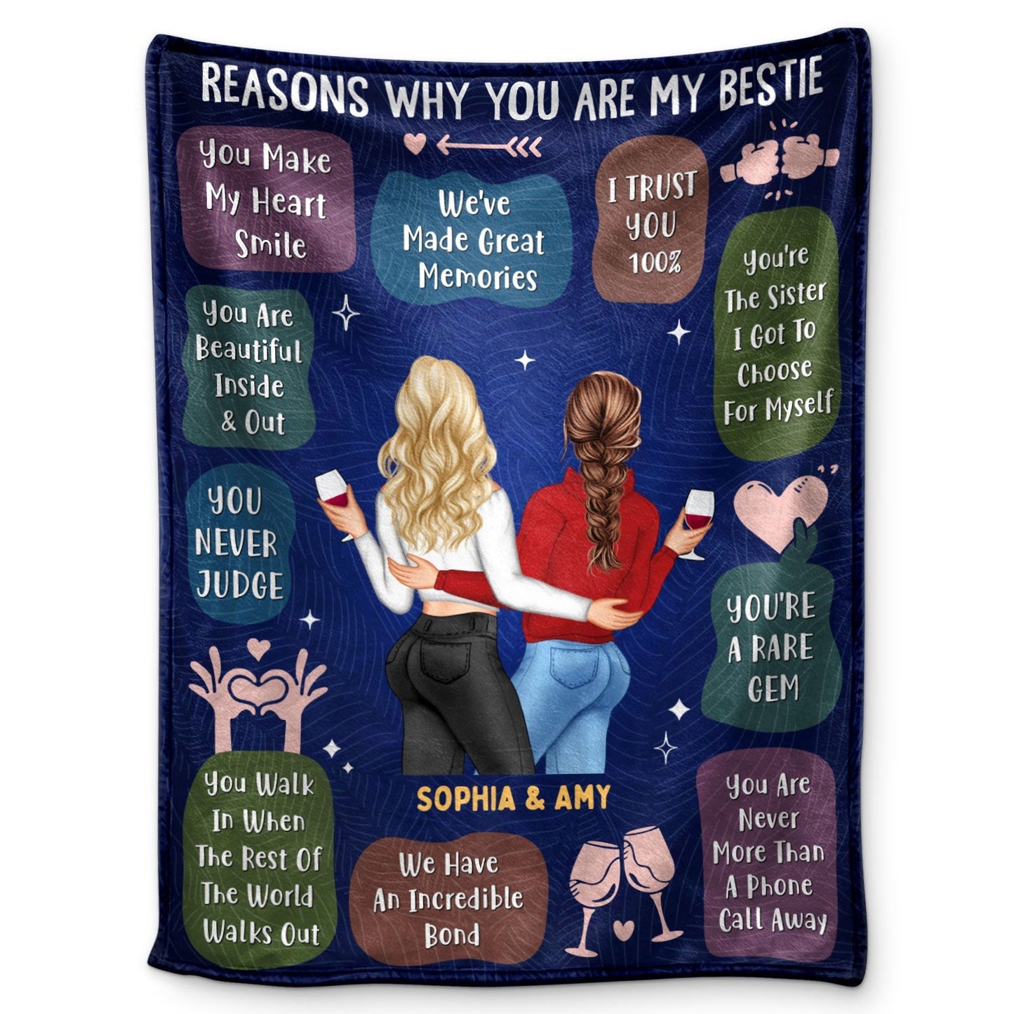 Reasons Why You Are My Bestie -  Personalized Blanket - Holiday, Birthday, Loving Gift For Friends, Colleagues