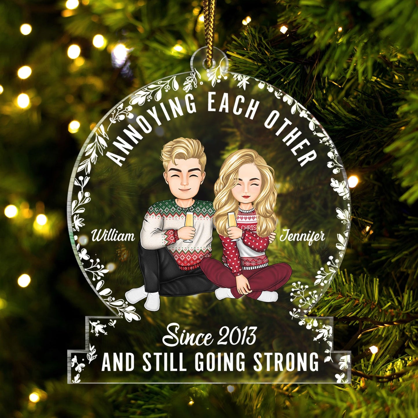 Annoying Each Other And Still Going Strong - Christmas Gift For Couple, Spouse, Husband, Wife - Personalized Custom Shaped Acrylic Ornament