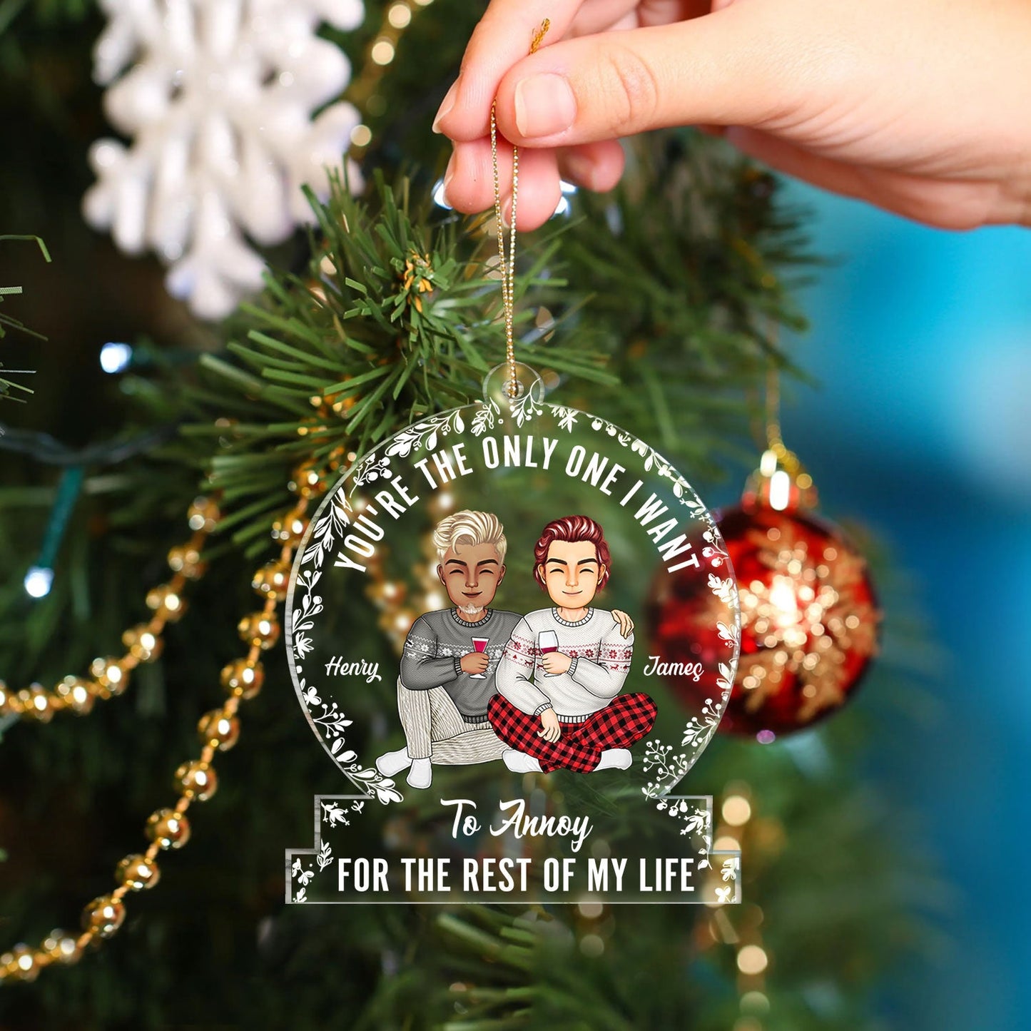 Annoying Each Other And Still Going Strong - Christmas Gift For Couple, Spouse, Husband, Wife - Personalized Custom Shaped Acrylic Ornament