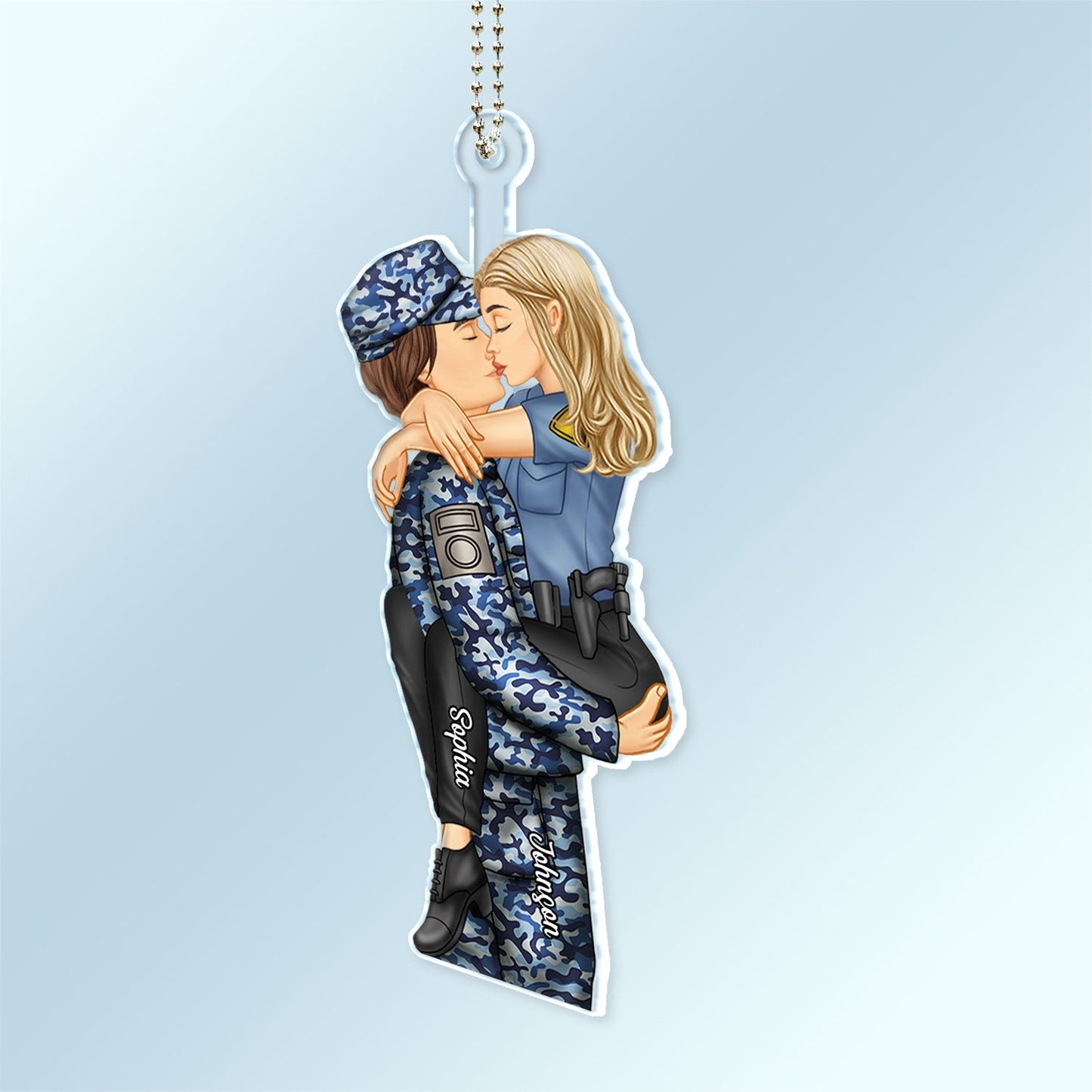 Couple Kissing Occupation - Gift For Couples, Nurse, Firefighter, Police Officer - Personalized Acrylic Car Hanger