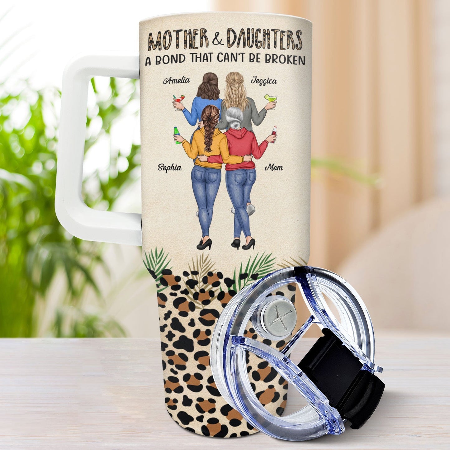 Mother & Daughters A Bond That Can't Be Broken - Personalized Tumbler With Straw
