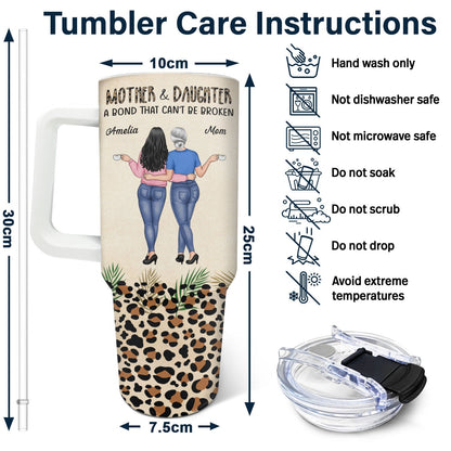 Mother & Daughters A Bond That Can't Be Broken - Personalized Tumbler With Straw