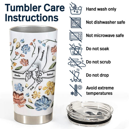 A Heartfelt Promise: ‘Hand In Hand, I Will Always Protect You’ - Personalized 3D Inflated Effect Tumbler for Mom & Grandma