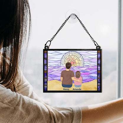 I'm Always With You Grandpa And Grandkids - Personalized Window Hanging Suncatcher Ornament