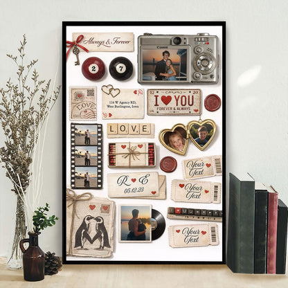 Personalized Custom Couple Matchbook Romantic Love Collage Poster / Canvas - Sentimental Gift For Couples