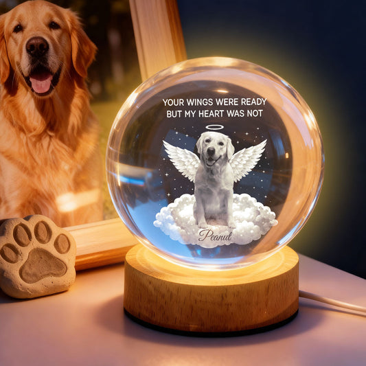 Your Light Will Always Shine in My Heart - Personalized Pet Memorial Crystal Ball LED Night Light