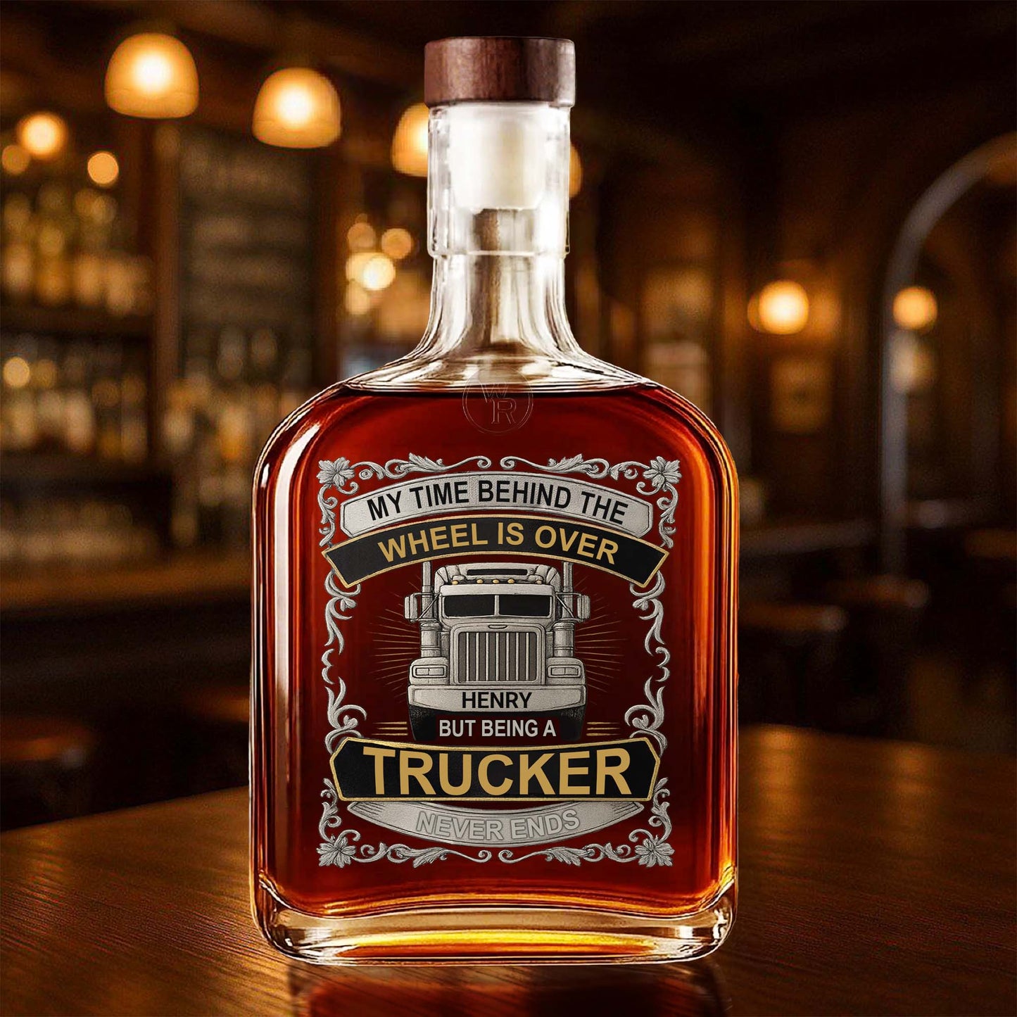 My Time Behind The Wheels Is Over - Personalized Custom Truck Design Whiskey Bottle