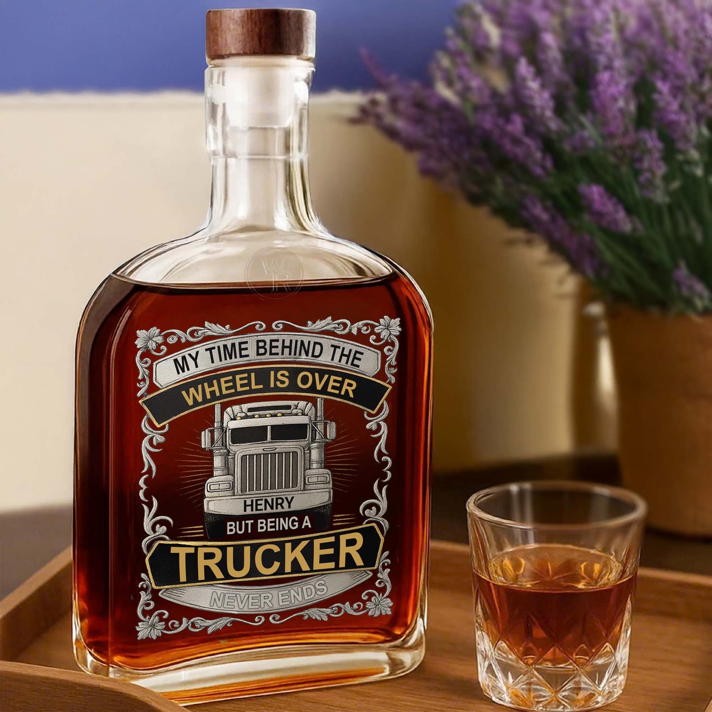 My Time Behind The Wheels Is Over - Personalized Custom Truck Design Whiskey Bottle