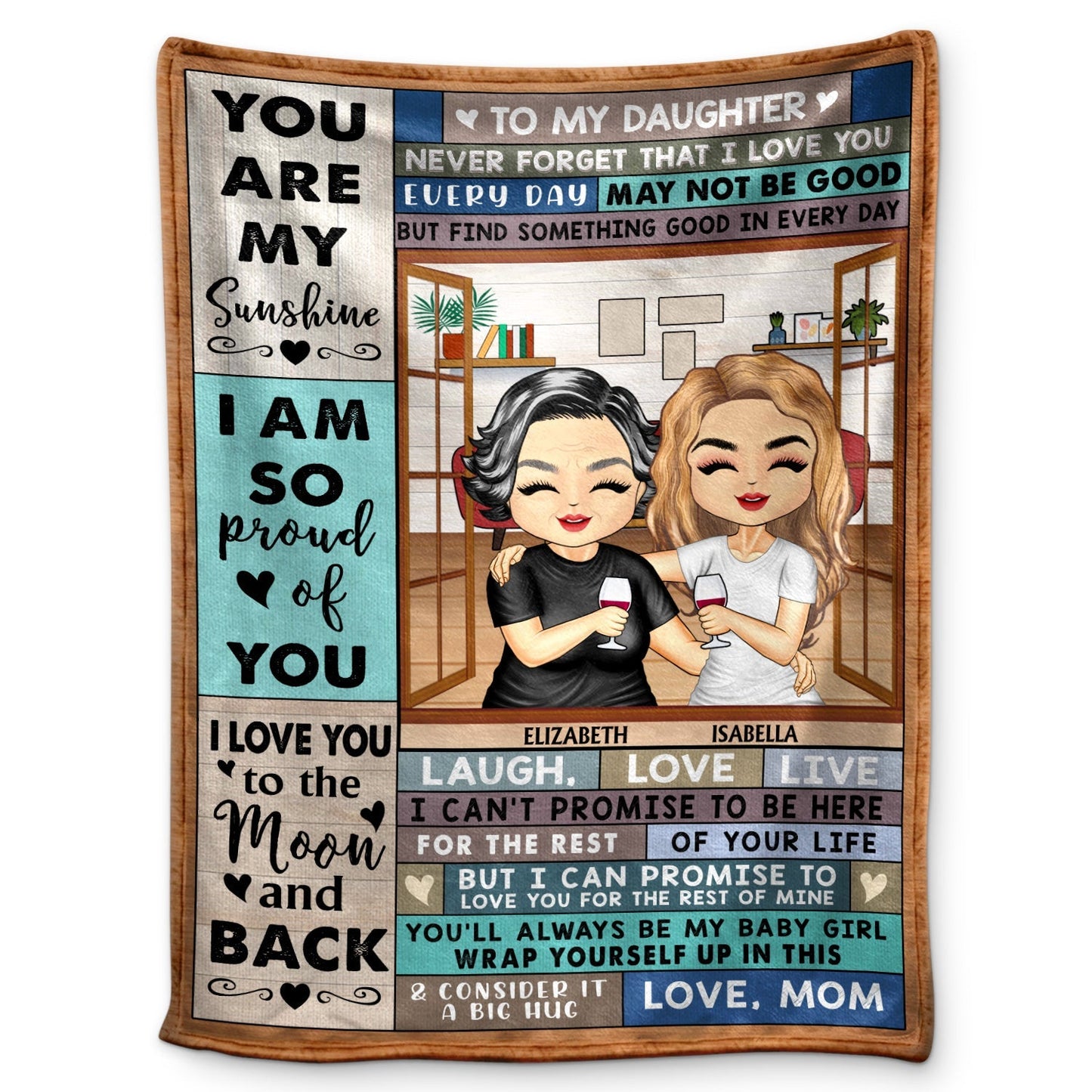 Personalized Fleece Blanket for Child - “Never Forget That I Love You” - Mom to Daughter or Son Birthday Gift