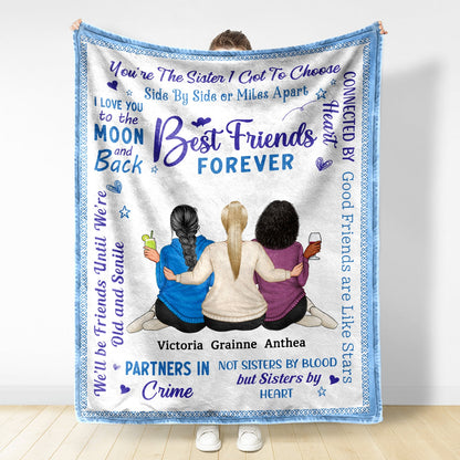 Best Friends Forever Connected By Heart - Loving Gifts For Besties - Personalized Fleece Blanket