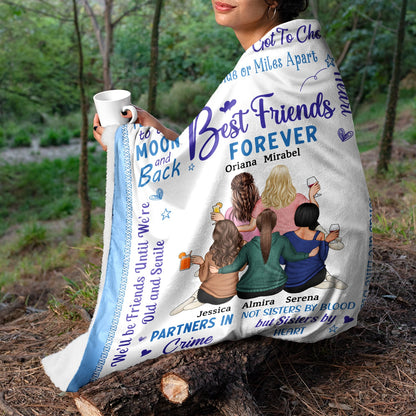 Best Friends Forever Connected By Heart - Loving Gifts For Besties - Personalized Fleece Blanket