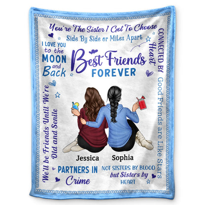 Best Friends Forever Connected By Heart - Loving Gifts For Besties - Personalized Fleece Blanket