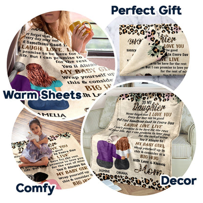 “Never Forget That I Love You” - Personalized Fleece Sherpa Blanket for Daughter, from Mom