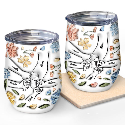 Custom Hand In Hand Family Tumbler - Personalized Name Keepsake Gift