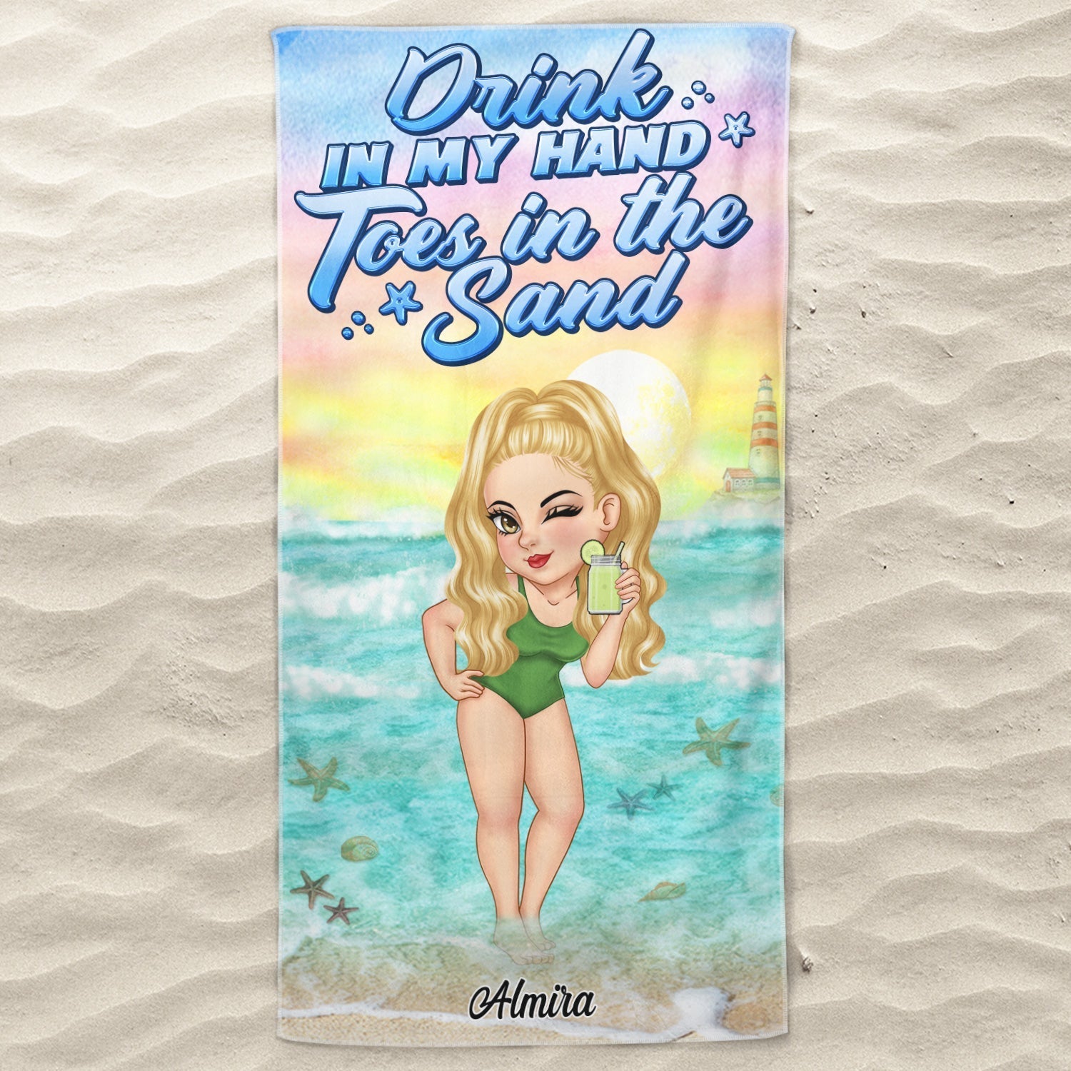 Personalized Tanned And Tipsy Beach Towel - Custom Gift For Woman Beach Lovers