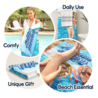 Personalized Tanned And Tipsy Beach Towel - Custom Gift For Woman Beach Lovers