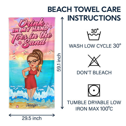 Personalized Tanned And Tipsy Beach Towel - Custom Gift For Woman Beach Lovers