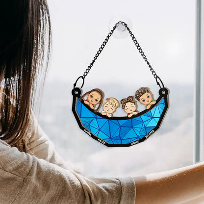 We Love You To The Moon And Back - Personalized Window Hanging Suncatcher Ornament