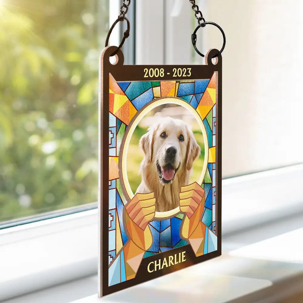 Custom Photo God Has You In His Arms - Personalized Window Hanging Suncatcher Ornament