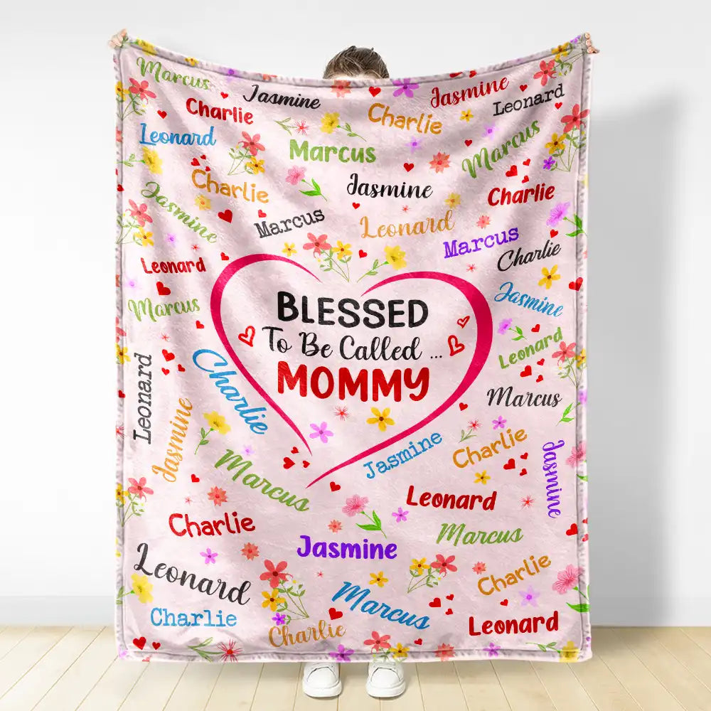 Heartfelt Personalized 'Blessed To Be Called Grandma' Names Blanket